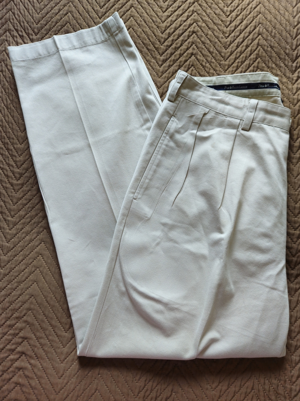 Polo Ralph Lauren Men's Beige Chino Pants Pleated Front Straight Leg W34